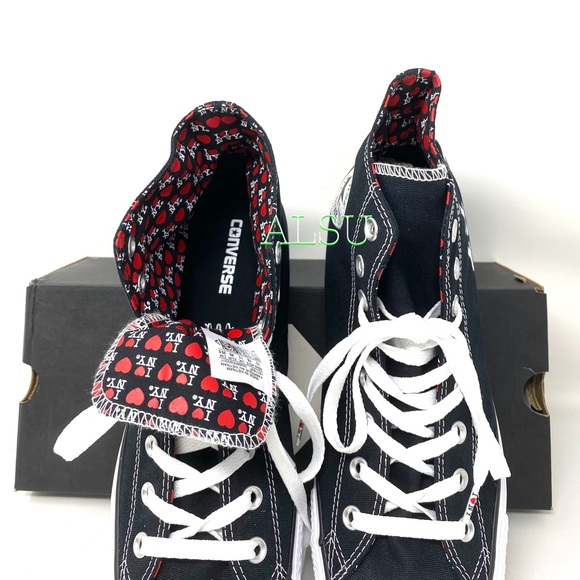 Converse Ctas High Top I❤️NY Canvas Black Shoes Men’s Size Sneakers 161183F - Picture 11 of 12